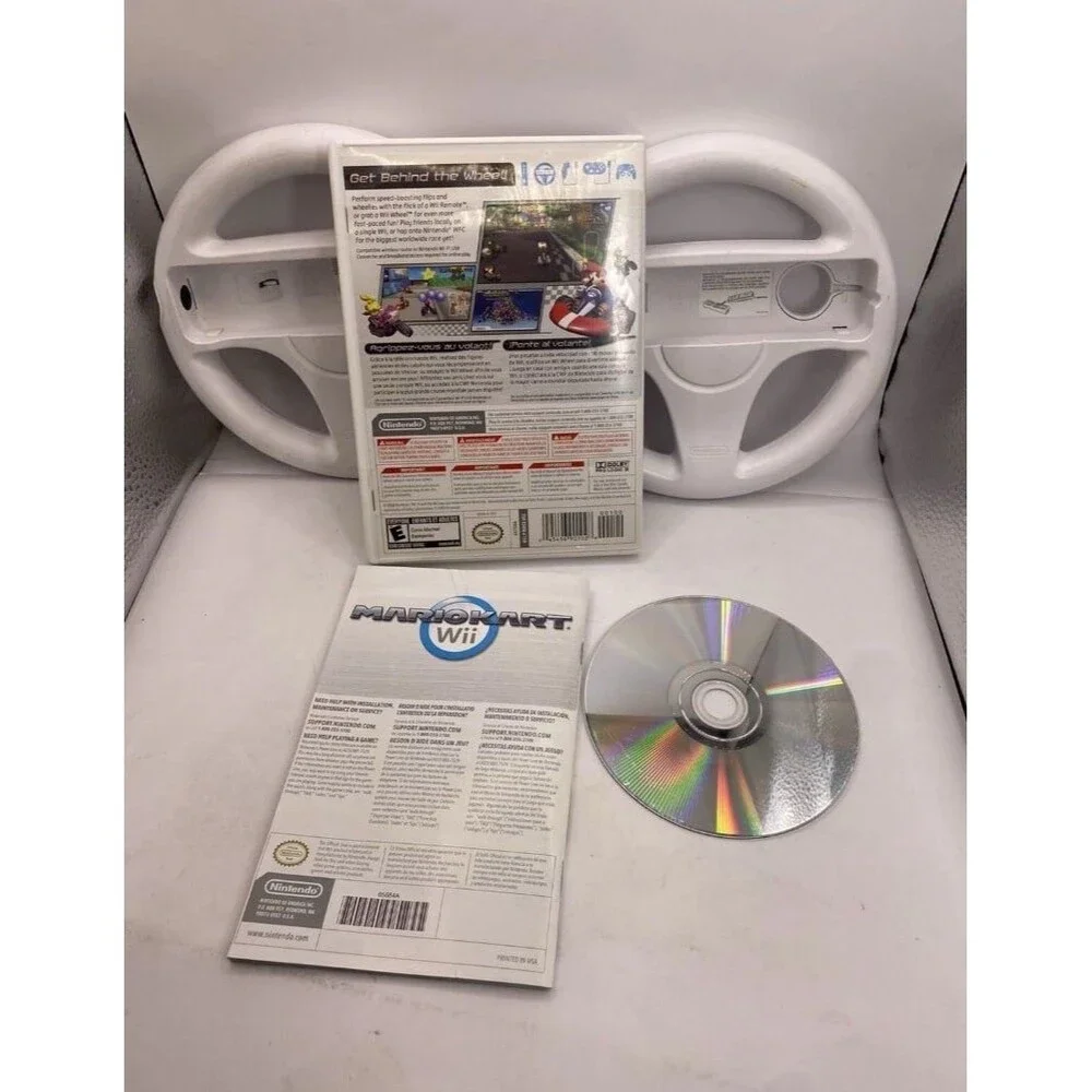 Mario Kart Wii Bundle + 2 Wheels Tested Authentic Mk Game Night! Nintendo Wii